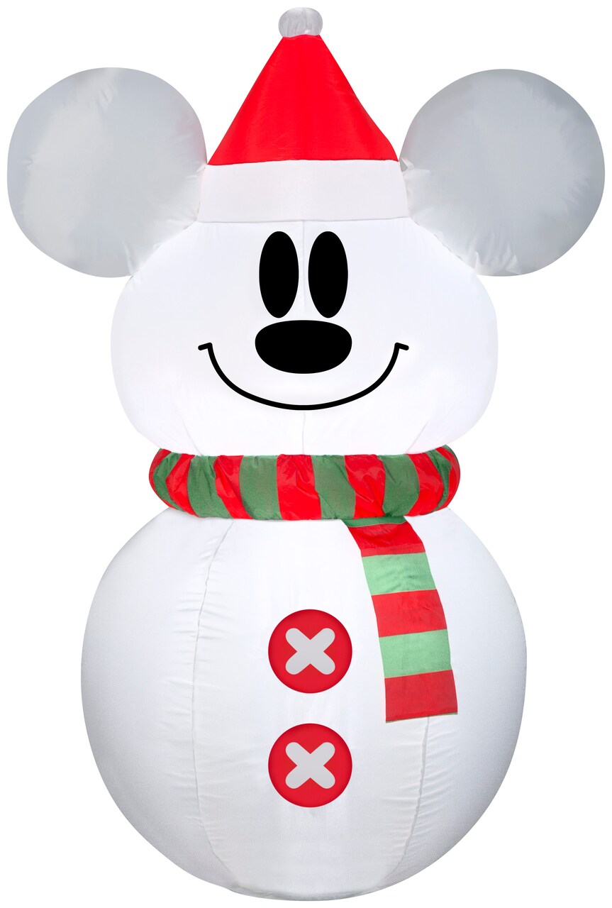 3.5' Gemmy Airblown Inflatable Disney Mickey Mouse As Snowman w/ Santa Hat Yard Decoration 117565